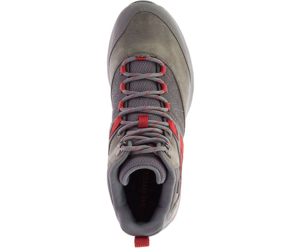 Merrell Hiking Boots Grey/Red - Zion Mid Waterproof - Mens 81OQVDBYX